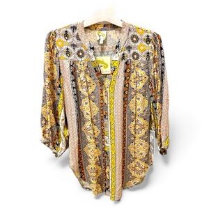 ANTHROPOLOGIE FIG & FLOWER blouse size Medium 100% rayon New